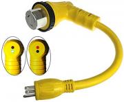 Pactrade Marine RV Power Cord Adapter 50A Female to 15A Male Twist Lock Male: 5-15P, Female: SS2-50R LED Indicator